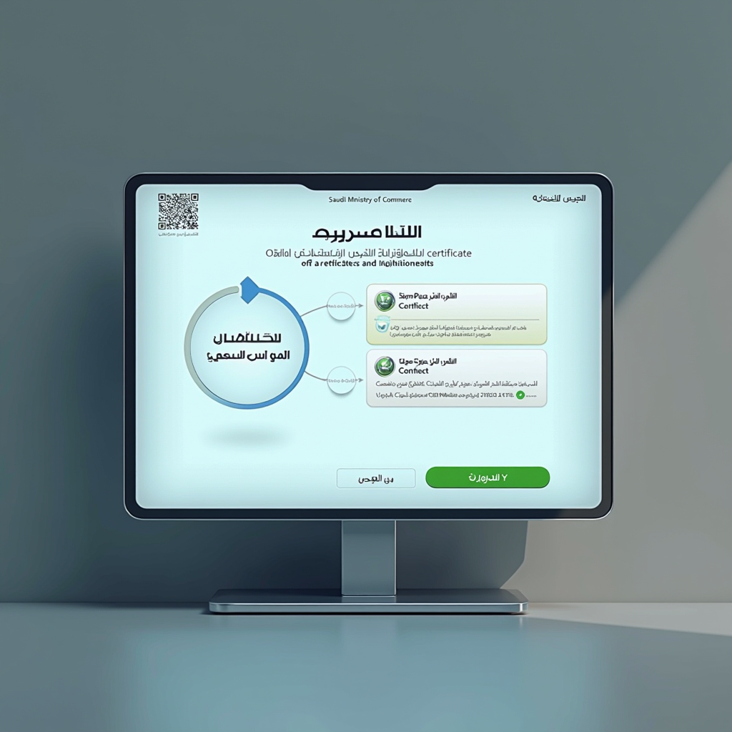 صورة توضيحية لواجهة منصة معروف الإلكترونية التابعة لوزارة التجارة السعودية، تظهر شاشة التسجيل والخطوات الأساسية للحصول على الشهادة الرقمية للمنشآت التجارية