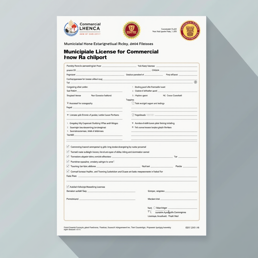 صورة توضيحية لرخصة البلدية للمحلات التجارية، تظهر نموذج الرخصة الإلكترونية مع الاشتراطات الصحية والفنية المطلوبة للحصول على الترخيص